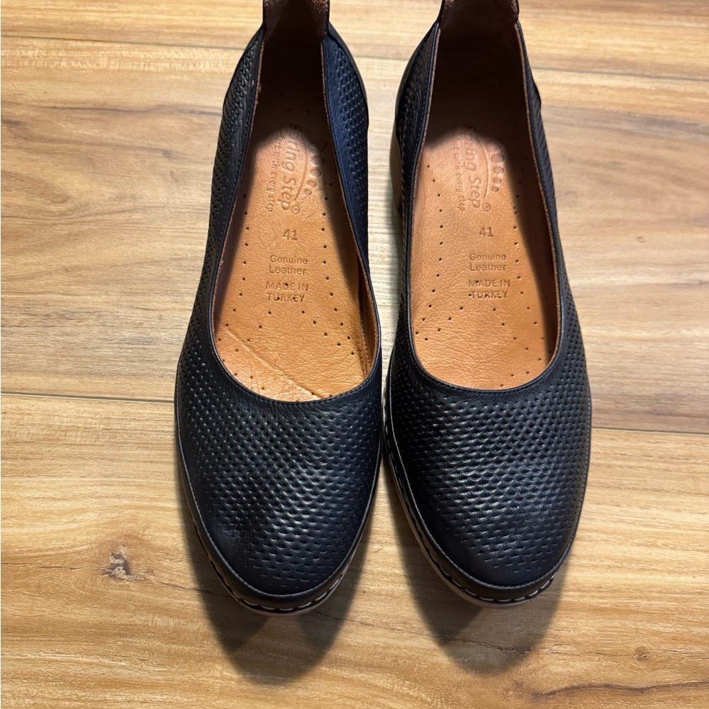 Spring Step Black Perforated Flats - Picture 2 of 10